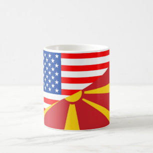 Caneca De Café símbolo da eua macedonia country half flag america