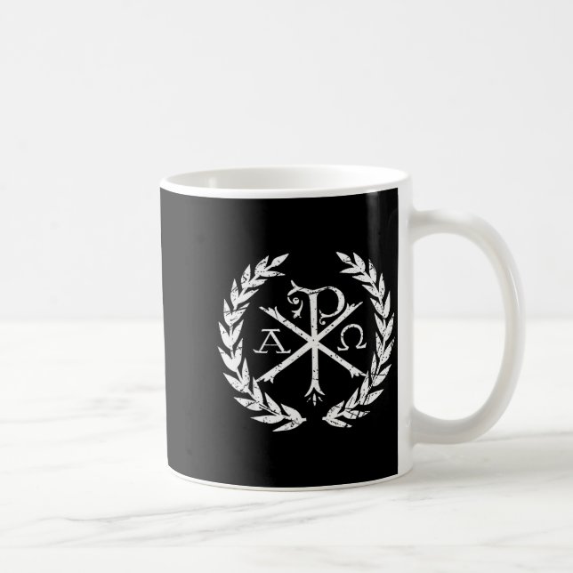 Caneca De Café Símbolo da Fé Cristã Chi Rho Alpha Omega (Direita)
