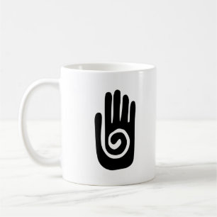 Caneca De Café Símbolo da mão Hopi cura espiral palma nativo amer