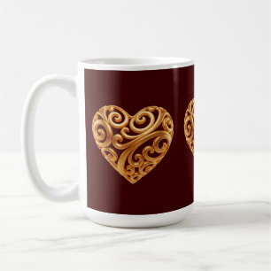 Caneca De Café Símbolo de Amor do Coração Dourado Atemporal
