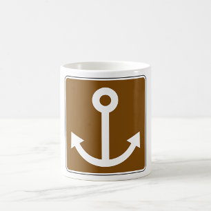 Caneca De Café Símbolo de Âncora Náutica Sinal Marrom Marina