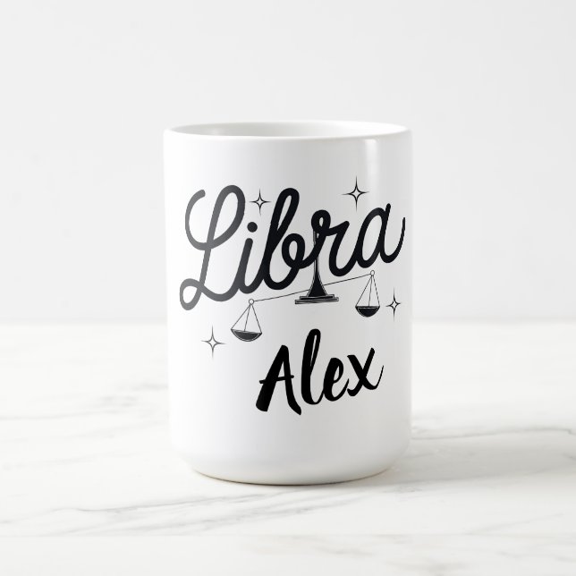 Caneca De Café Símbolo de Arte Zodiaca Personalizado por Libra (Centro)