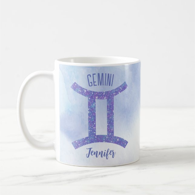 Caneca De Café Símbolo de Astrologia Gemini Cute - Roxo Personali (Esquerda)