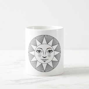 Caneca De Café Símbolo de Astronomia Branca e Preta do Sol Sorrid