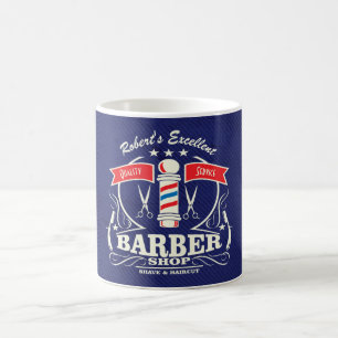 Caneca De Café Símbolo de Barber de Vintage Personalizado Vermel