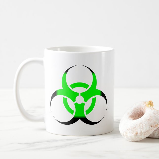 Caneca De Café Símbolo de Biorisco Biológico verde e preto (Com Donut)