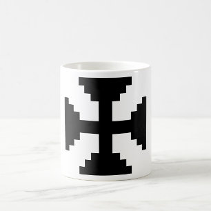 Caneca De Café Símbolo de Cruz Preta em Pixel Art