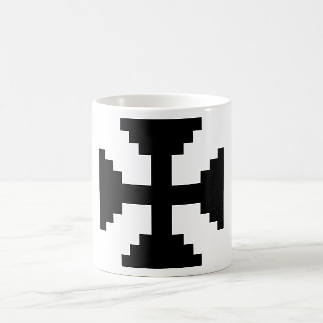 Caneca De Café Símbolo de Cruz Preta em Pixel Art (Criador carregado)