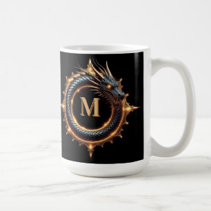 Caneca De Café 🐉 Símbolo de Dragão de Fantasia com Nome Personal