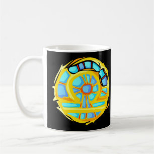 Caneca De Café Símbolo de Libra Colorido de Gemstone Azul