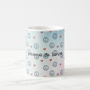 Caneca De Café Símbolo de Paz de Coração Amarelo-Amarelo Aqua