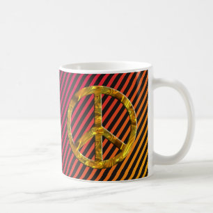 Caneca De Café Símbolo de PAZ - DOURADO e PRATA riscas de harmo