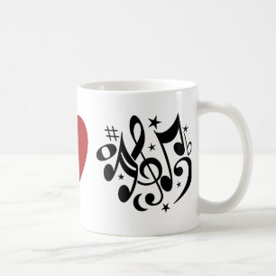 Caneca De Café Símbolo de Paz Negro Coração Vermelho Amor Harmoni