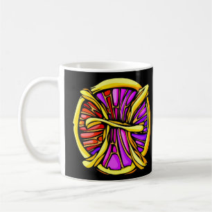 Caneca De Café Símbolo de Peixes Coloridos Gemstone