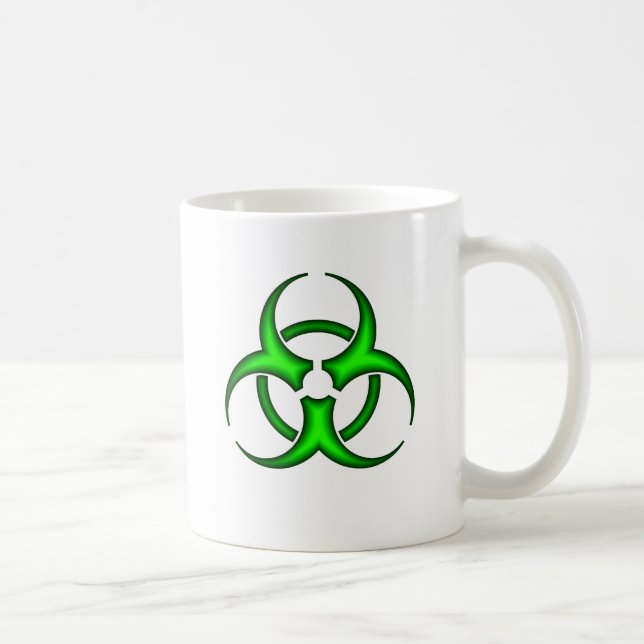 Caneca De Café Símbolo de perigo biológico neon verde Mug (Direita)