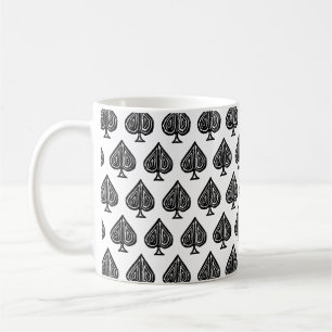 Caneca De Café Símbolo de Placa de Reprodução Preta Espada Forma 