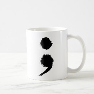 Caneca De Café Símbolo de ponto e vírgula Mês de Consciência da S