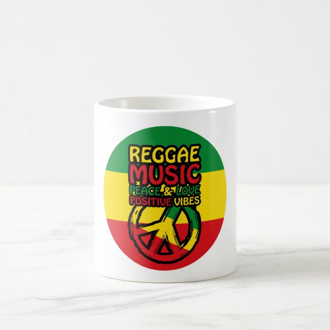 Caneca De Café Símbolo de Reggae e Paz com citações positivas (Centro)
