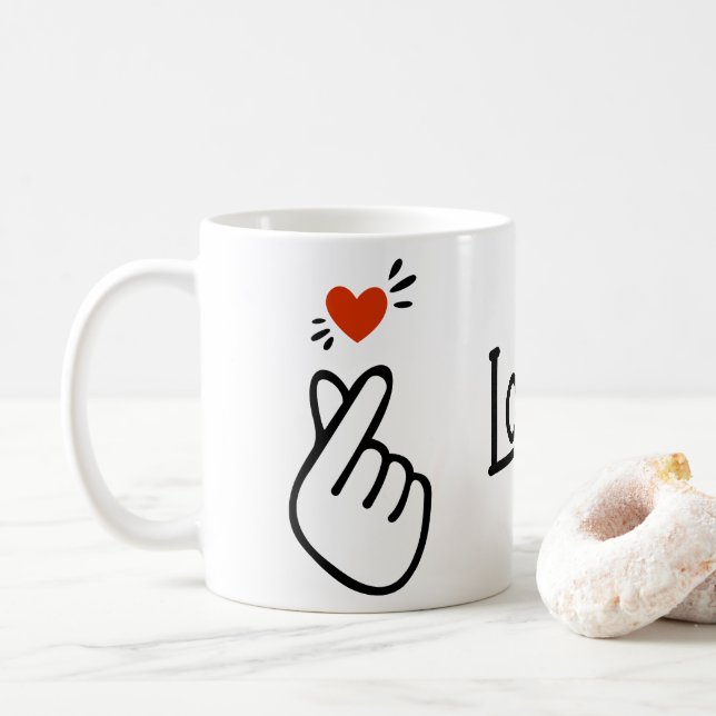Caneca De Café Símbolo de Símbolo de Amor Coreano Moderno (Com Donut)
