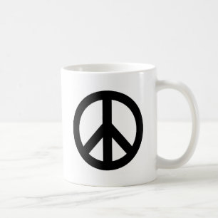 Caneca De Café Símbolo de Sinal de Paz Branco Preto