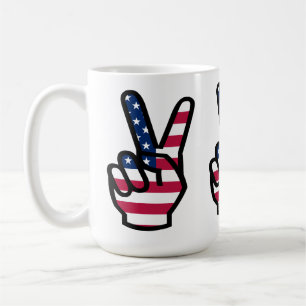 Caneca De Café Símbolo de vitória com bandeira americana