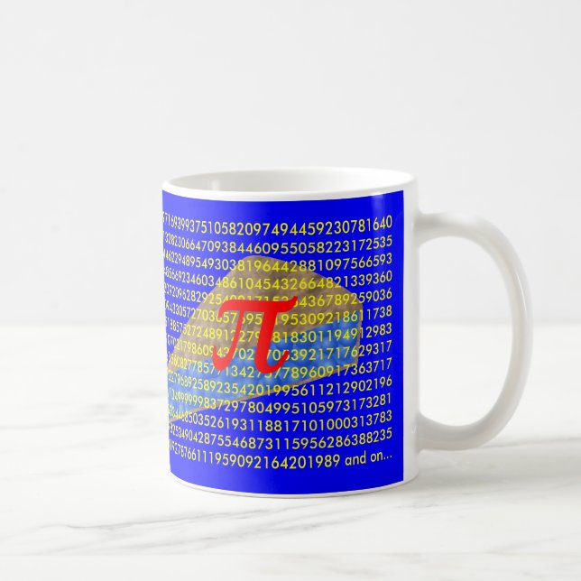 Caneca De Café Símbolo, dígitos e torta do Pi (Direita)