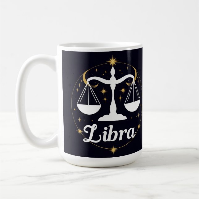 Caneca De Café Símbolo do Signo Zodiacal de Libra com Estrelas e  (Esquerda)