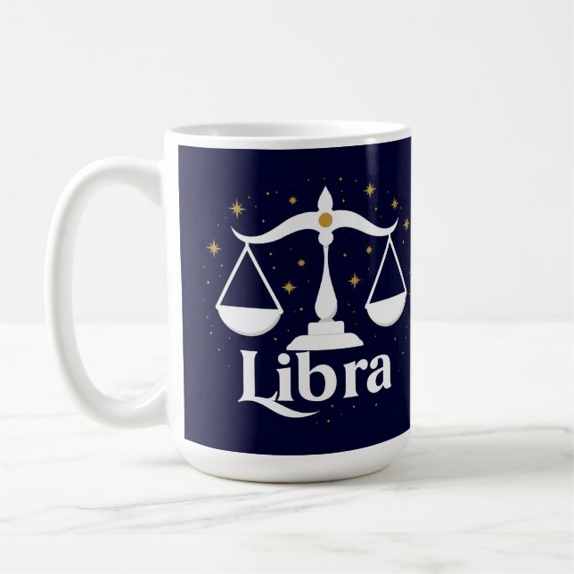 Caneca De Café Símbolo do Signo Zodiacal de Libra com Estrelas e  (Esquerda)