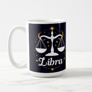 Caneca De Café Símbolo do Signo Zodíaco de Libra com Estrelas e B