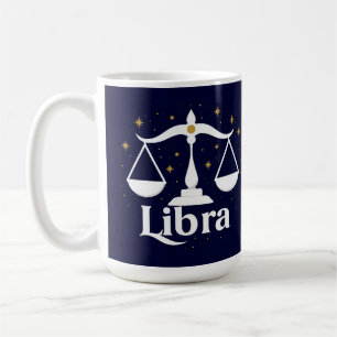 Caneca De Café Símbolo do Signo Zodíaco de Libra com Estrelas e B