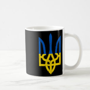 Caneca De Café Símbolo do Tridente Ucraniano - Apoio à Bandeira d