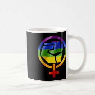 Caneca De Café Símbolo Feminista Lgbt Resiste Orgulho Fist Rainbo