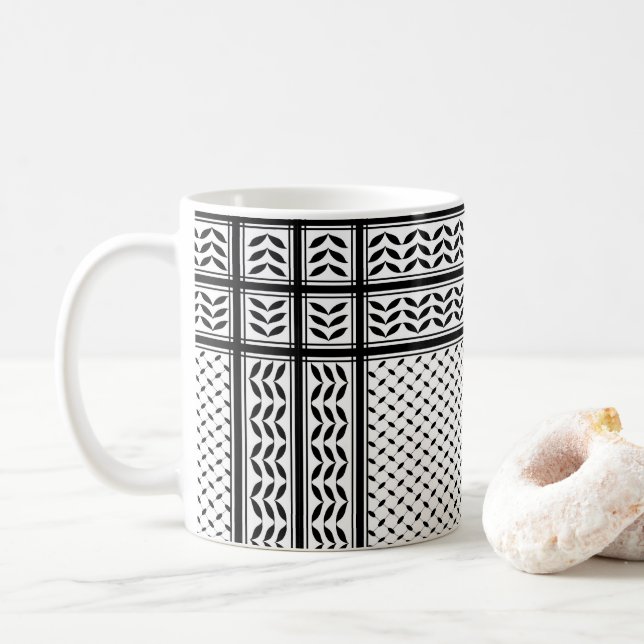 Caneca De Café Símbolo Keffiyeh do Padrão de Resistência Palestin (Com Donut)