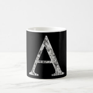 Caneca De Café Símbolo Marble Alpha inicial do monograma - Letra