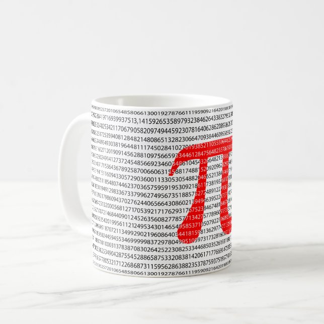 Caneca De Café Símbolo matemático original do número vermelho pi  (Frente Esquerda)