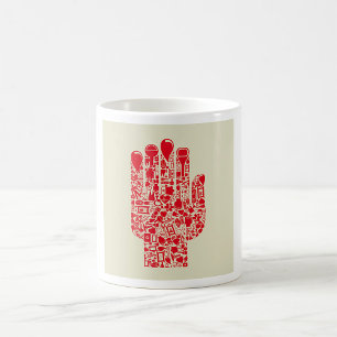 Caneca De Café Símbolo Médico Mão Vermelha Assistência Médica