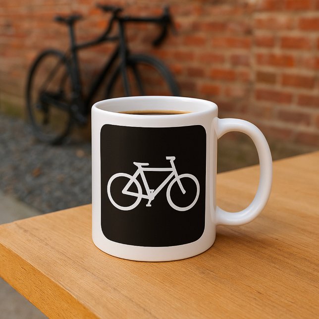 Caneca De Café Símbolo mínimo de bicicleta branca e preto (Criador carregado)