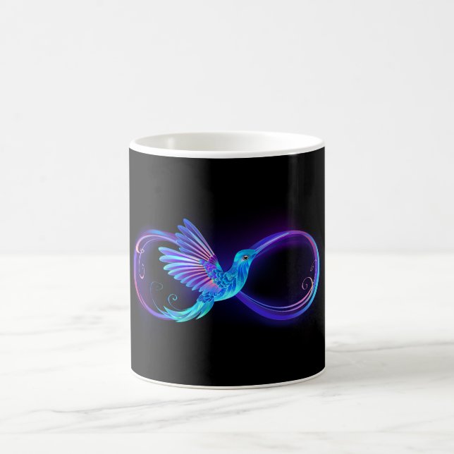 Caneca De Café Símbolo Neon Infinity com Hummingbird brilhante (Centro)