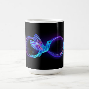 Caneca De Café Símbolo Neon Infinity com Hummingbird brilhante