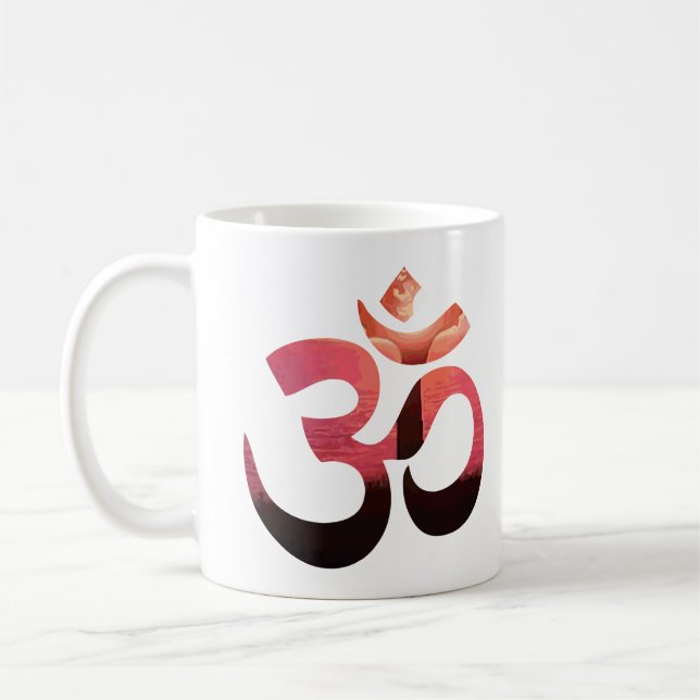 Caneca De Café Símbolo Om Mantra Dourado de Meditação Sun Yoga (Esquerda)