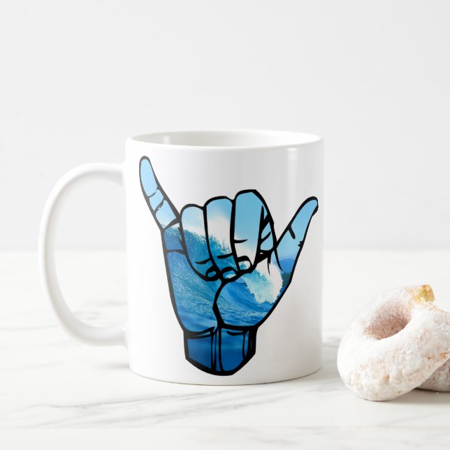 Caneca De Café Símbolo Shaka Curva Rip Wave (Com Donut)