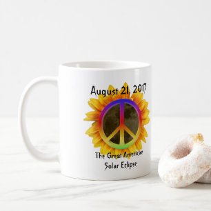 Caneca De Café Símbolo Solar Eclipse, Girassol e Paz 2017