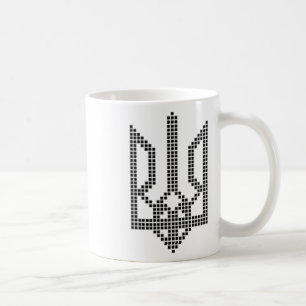 Caneca De Café Símbolo Tryzub Ucraniano Preto no Coração - Ucrâni