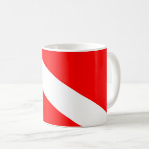 Caneca De Café símbolo vermelho de mergulho diagonal dos mergulha