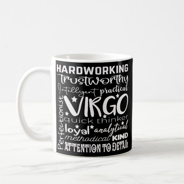 Caneca De Café Símbolo Virgo Zodiac Camisetas Gráficas para Mulhe (Esquerda)