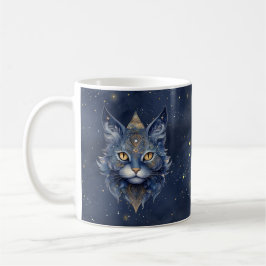 Caneca De Café Símbolo Zodiac Leo & Celestial Cat Mug