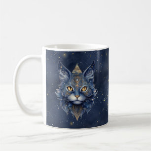 Caneca De Café Símbolo Zodiac Leo & Celestial Cat Mug