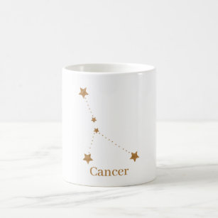 Caneca De Café Símbolo Zodiac Moderno - Cancer Dourado  Elemento 