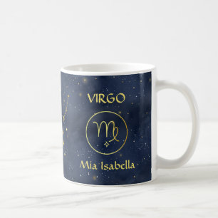 Caneca De Café Símbolo Zodiac Virgo & Celestial Cat Mug