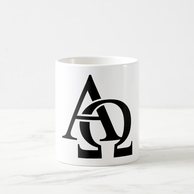 Caneca De Café Símbolos alfa e ômega | Letras alfabéticas gregas (Centro)